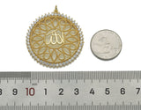 CZ Pave Large Gold Silver Filigree OM Flower Pendant, Sku#B331