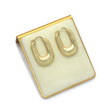 Gold U Shape Oval Statement Earrings, Sku#J362