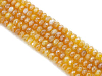 Mystic Natural Yellow Banded Agate Rondelle Faceted Beads, Sku#UA292