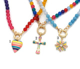 Rainbow Color Semi-Precious Gemstone Enamel Sku#EF203