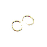 Gold Colorful Baguette CZ Hoop Earrings, Sku#LD470