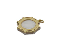CZ Gold Pearl Round Enamel Charm, Sku#LX128