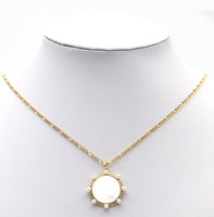 CZ Gold Pearl Round Enamel Charm, Sku#LX128