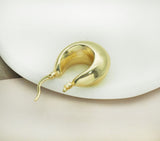 Gold Thick Hoop Earrings, Oval Earrings, Sku#J363