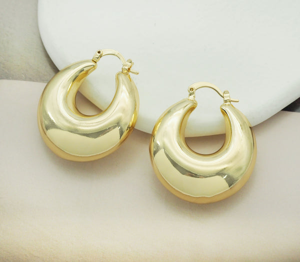 Statement Chunky Geometric Hoop Earrings, Oval Earrings, Sku#J364