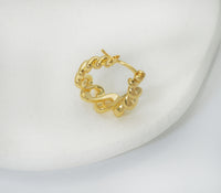 Gold Oval Twist Hoop Earrings, Sku#J365