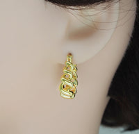 Gold Oval Twist Hoop Earrings, Sku#J365