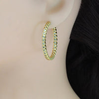 Gold Round CZ Hoop Earrings, Sku#FH224