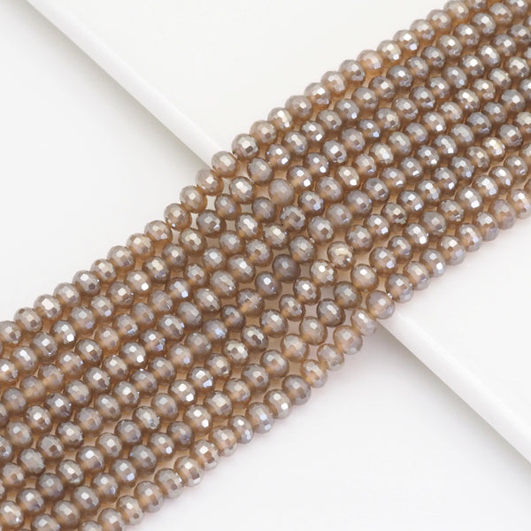 Mystic Brown Agate Rondelle Faceted Beads, 4x6mm/5x8mm, Sku#UA310