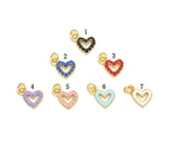 CZ Gold Colorful Enamel Open Heart Charm, Sku#B334