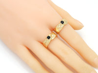 Black Stone Hammered Ring, Sku#ZX112