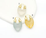 White Yellow Blue Gold Oval Statment Earrings, sku#Y760