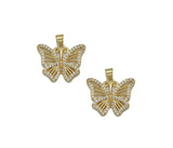 CZ Gold Filigree Butterfly Charm, Sku#LX136
