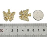 CZ Gold Filigree Butterfly Charm, Sku#LX136