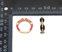 Enamel Gold G Link Adjustable Ring, Sku#JL157
