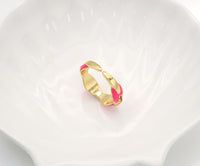 Enamel Gold G Link Adjustable Ring, Sku#JL157