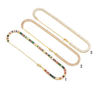 Thick Baguette CZ Tennis Chain Necklace,Sku#LD349