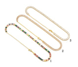 Thick Baguette CZ Tennis Chain Necklace,Sku#LD349