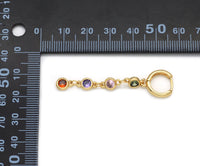 Colorful CZ Chain Link Dangle Earrings, Sku#LD350