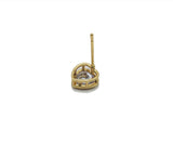 CZ Gold Heart Stud Earrings, Sku#LD356