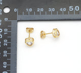 CZ Gold Heart Stud Earrings, Sku#LD356