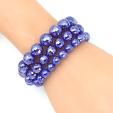 Mystic Blue Agate Round Faceted Stretchy Bracelet, Sku#EF386