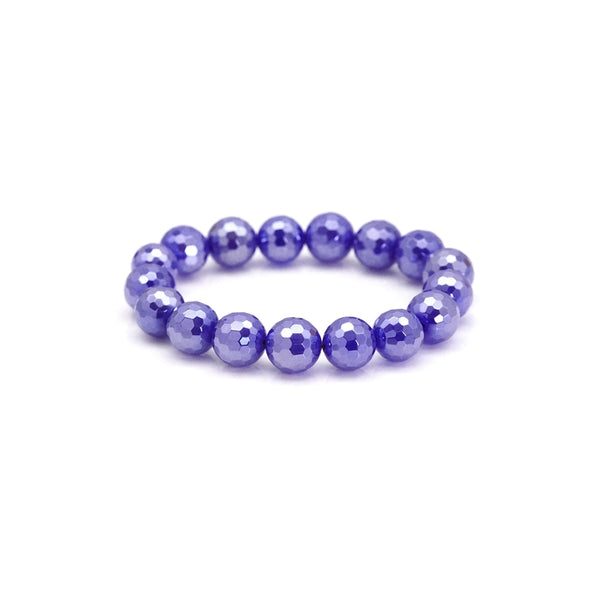 Mystic Blue Agate Round Faceted Stretchy Bracelet, Sku#EF386