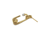 CZ Pearl Gold Pin Dangle Stud Earrings, Sku#LD355