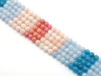 Mixed Color Jade Round Smooth Beads, Sku#U1429