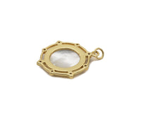 CZ Gold White Mop Pearl Mary Religious Charm, Sku#LX137