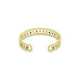 Gold Colorful Round CZ Adjustable Bracelet, Sku#Y830