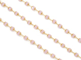 Gold Pink Gemstone Unfinished Chain by Yard, sku#LS38