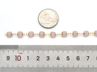 Gold Pink Gemstone Unfinished Chain by Yard, sku#LS38