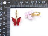 Colorful CZ Butterfly Hoop Earrings, Sku#EF205