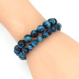 Blue Tiger Eye Round Faceted Stretchy Bracelet, Sku#EF392