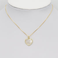 CZ Gold White Pearl Heart Charm, Sku#LX399