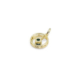 Green CZ Pendant Gold Round Ring Charm, Sku#ZX398