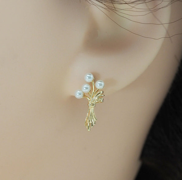 Dainty Pearl Branch Stud Earrings, Sku#ZX118