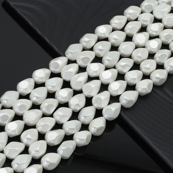 White MOP Pear Shape Beads, 13x17mm, Sku#T161