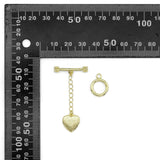 Gold Heart Toggle Clasp Set with Diamond end bar, Sku#LD510