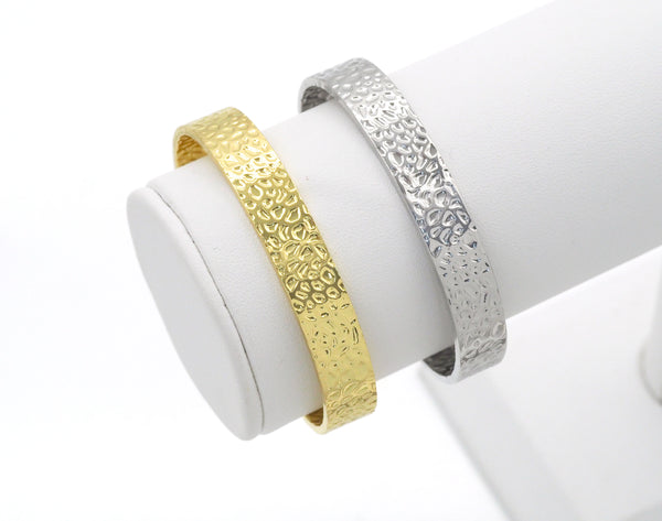 Hammered Gold Silver Bracelet, Hammered cuff, Sku#X353