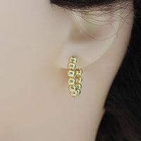 Gold silver Ball Hoop Earrings, Sku#J369