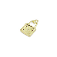 Colorful CZ Gold Lock Charm, Sku#LX365