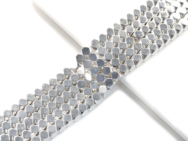 Bright Silver Hematite Cube Beads, 4mm/6mm, sku#S148