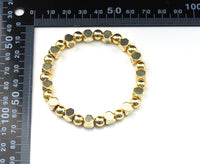 Gold Silver Mixed Round Cube Hematite Bracelet, sku#EF223