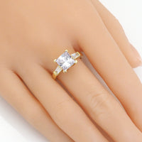 Gold Silver Clear Square CZ Adjustable Ring, Sku#A112