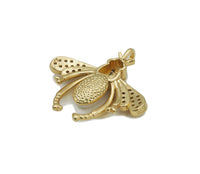Large Pave CZ Gold Pearl Bee Insect Charm, Sku#LX147