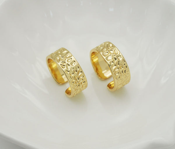 Gold Hammered Band Adjustable Ring, Sku#LX145