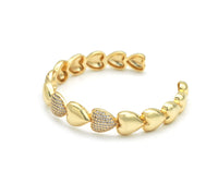 CZ Gold Puffy Heart Bracelet, Sku#LD362