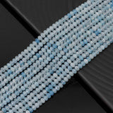 4x6mm Genuine Aquamarine Faceted Rondelle Beads, Sku#U1651